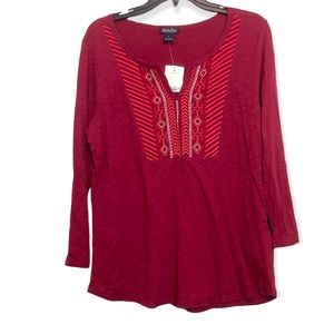 Lucky Brand Embroidered Top Long Sleeve